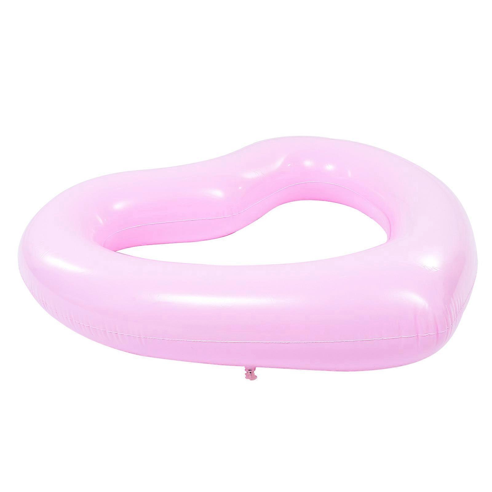 Swimming Ring Heart Shaped Pool Float for Swimming Use Pink PVC