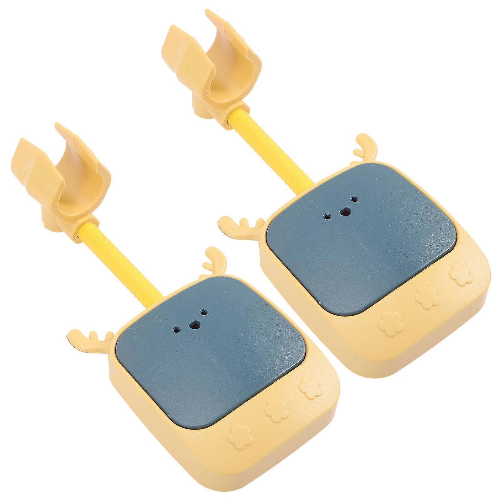 Adjustable Shower Head Holder Adhesive for Bathroom Use 2Pcs Yellow Plastic