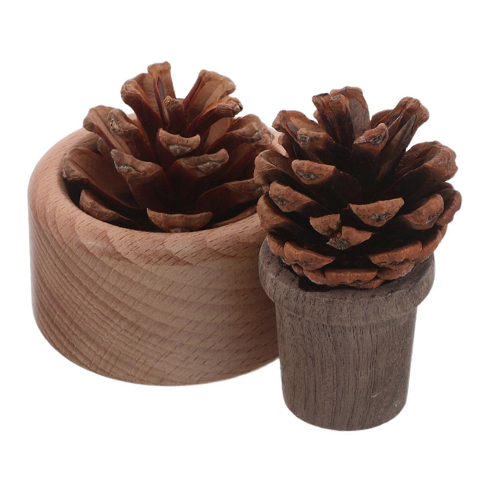 2pcs Aromatherapy Passive Diffuser - Pine Cone Essential Oil Wooden Block Diffuser - Fragrance Diffusing For Home Office & Automotive Interior