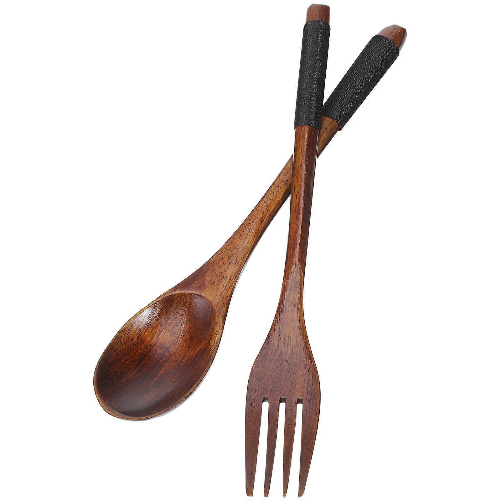 Wood Fork with Spoon Convenient Tableware Durable Flatware for Daily Use