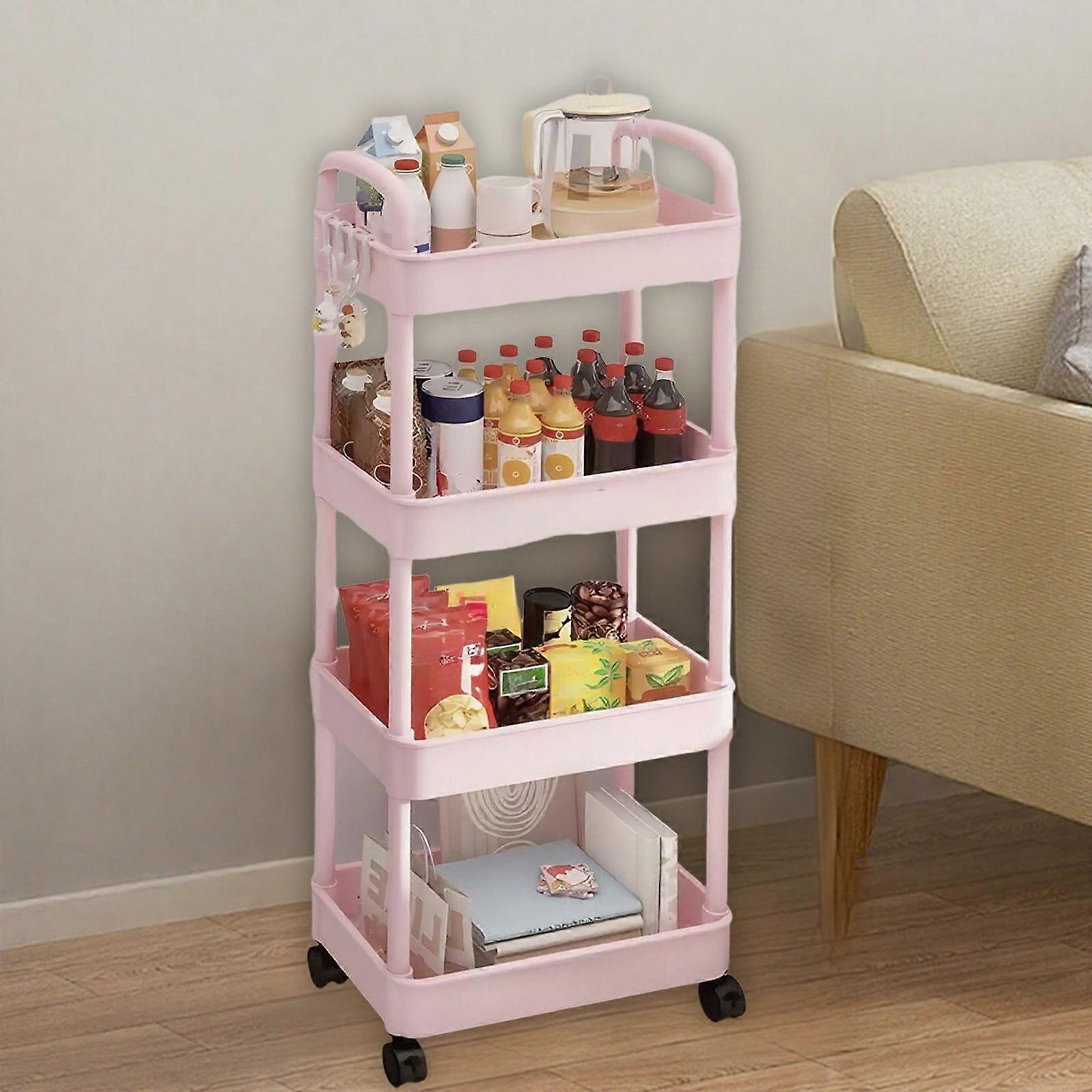 Compact 4-Layer Rolling Storage Cart - Versatile Mobile Organizer with Ventilated Shelves - Space Efficient Solution for Small Spaces
