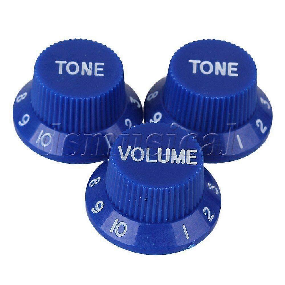 Guitar Control Knobs Set Dark Blue Bell Style 3pcs Volume and Tone Replacement for Electric Guitar