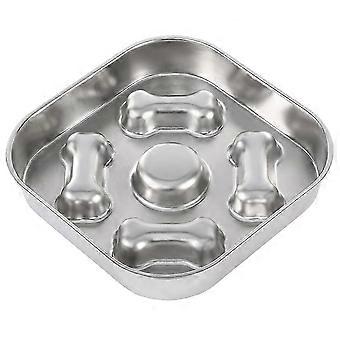 Stainless Steel Slow Feeder Bowl compatible with Dogs and Cats - Anti-Slip Base, 8.4in Diameter