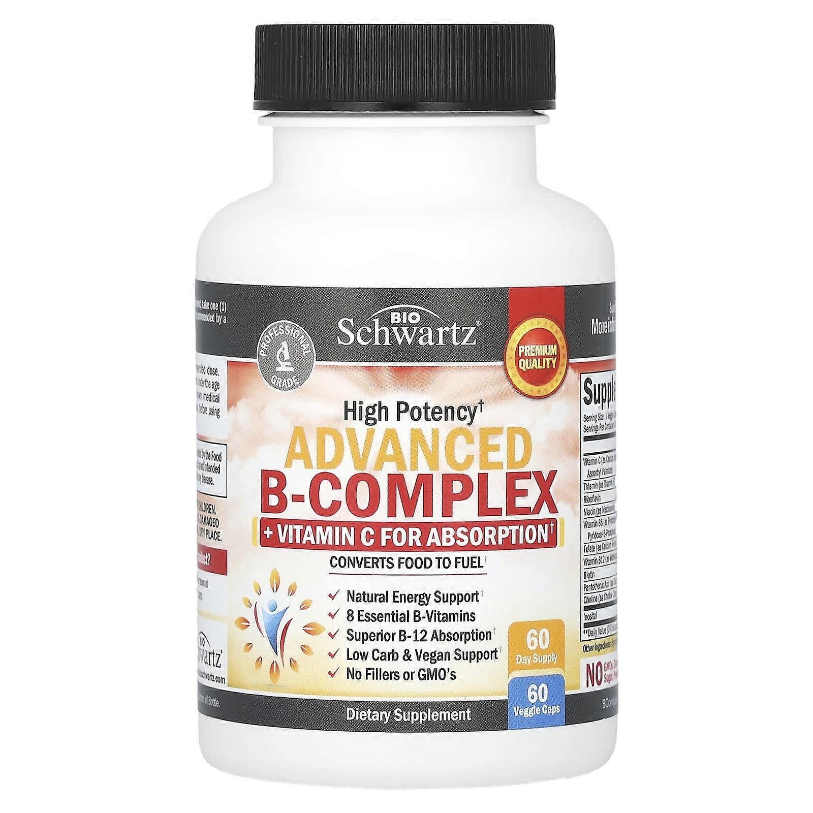 BioSchwartz, High Potency Advanced B-Complex, 60 Veggie Caps, 2-Pack