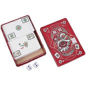 Cartas de Mahjong em Papel para Jogar (1 Conjunto, Vermelhas, com Dados)