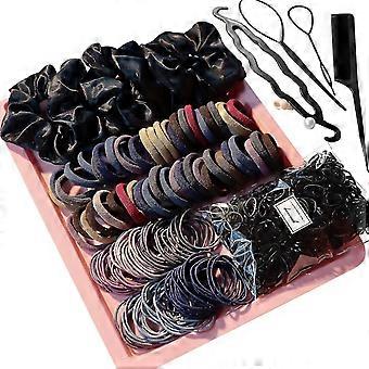 755pcs Acessórios de cabelo para mulher definir sem emenda Ponytail Holders Variety Hair Scrunchies Hair Bands Scrunchy Hair Ties For Thick And Curly (mix)