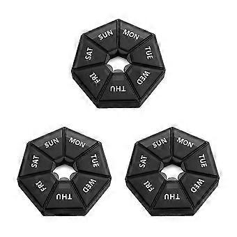3pc Carry-on Portable One Week Large Capacity Pill Box Dustproof Dispenser Seven Days A Week Transp