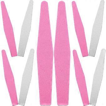 10pcs Double-Sided Sponge Nail Files for Acrylic Gel Nails Fine Grit Manicure Buffing Strips for Thick Toenails Pink Art Tools for Professional Techni