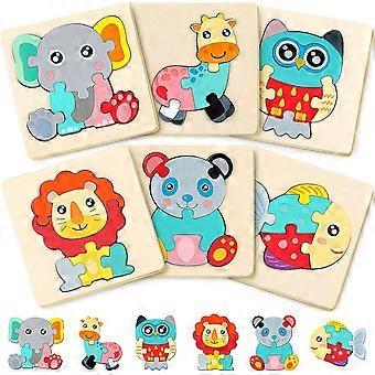 6 Pack Wooden Puzzles for Toddler 1-3 Years Old Wood Jigsaw Puzzles for Boys Montessori Games and Educational Toys for Kids Wooden Toddler Puzzles Pre