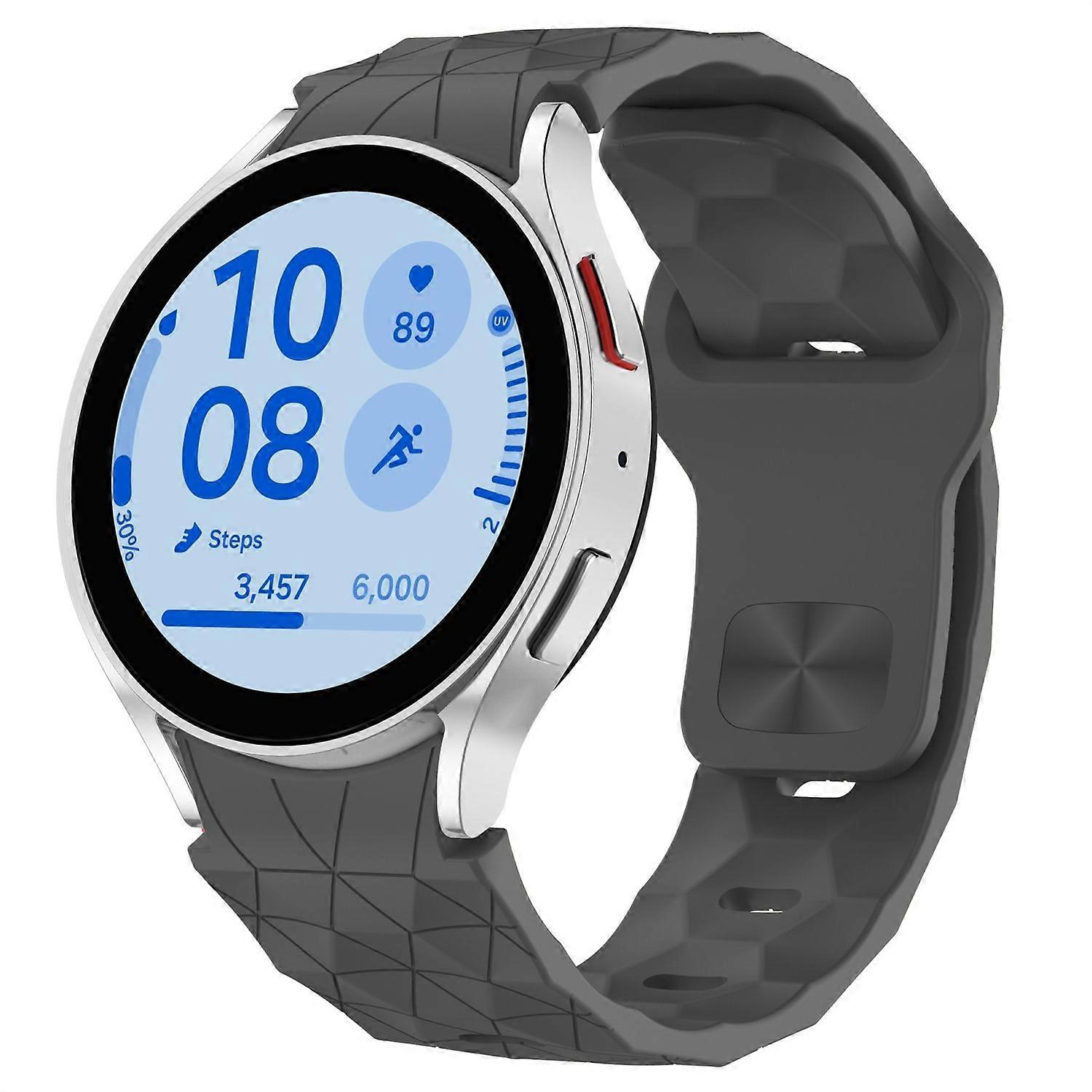 For Samsung Galaxy Watch FE / 6 / 5 / 4 40mm Silicone Football Design Replacement Arm Band Grey
