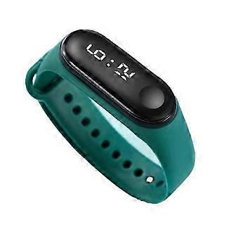 Kids Boy Girl Led Digital Watch Écran tactile, bande de tpe en silicone, écran lumineux, sport natation étanche vert