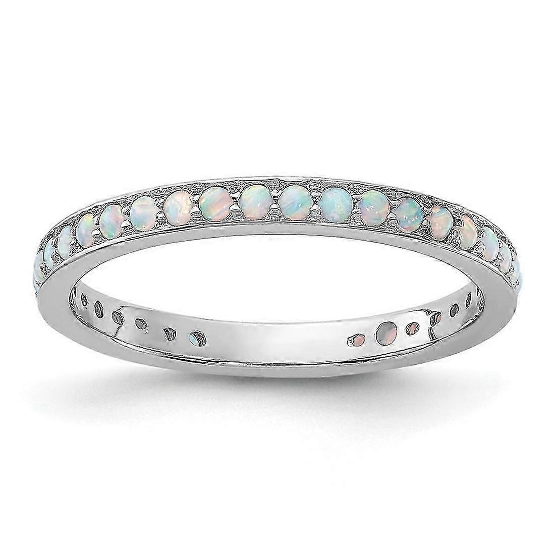 925 Sterling Silver Stackable Simulated Opal Ring