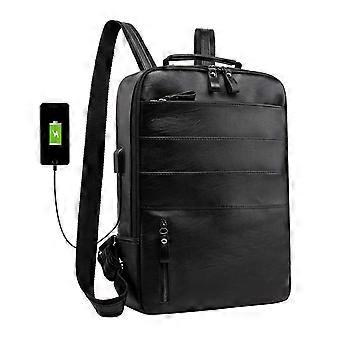 PU-Leder Outdoor-Reise lässig mit USB-Ladeanschluss Laptoptasche Männer Rucksack