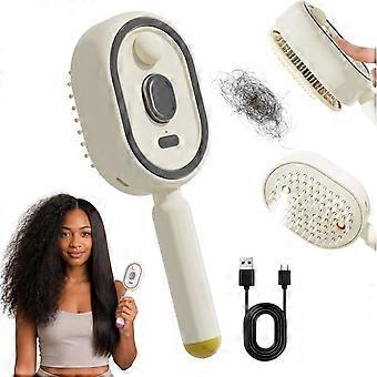 Electric Steam Brush for Hair, Electric Spray Air Cushion Comb for Women, Rechargeable Water Spray Hair Brush, Detangling & Anti-Static Hair Brush, Re
