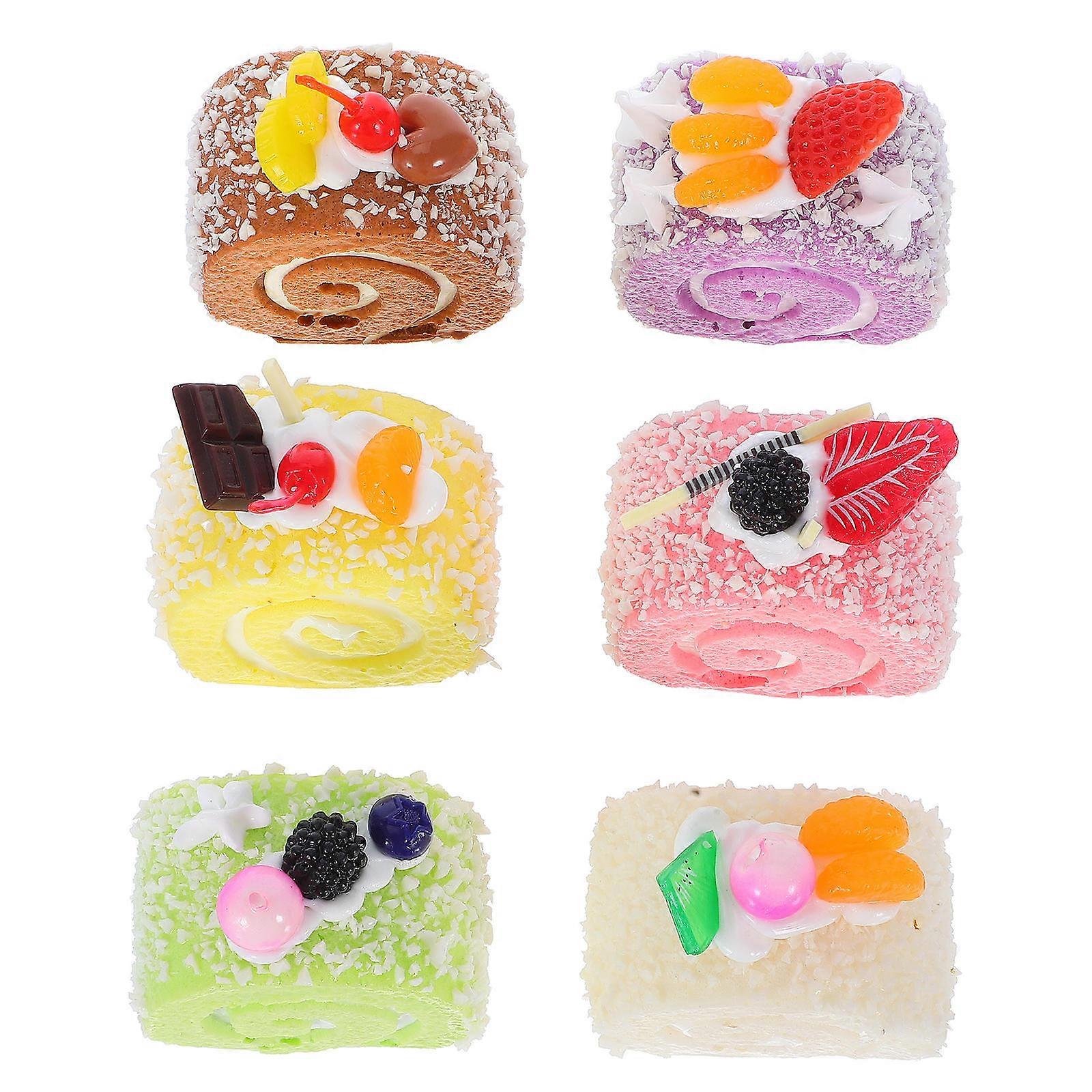 Artificial Cake Model for Decor 6Pcs PU Material Simulation Cake Display