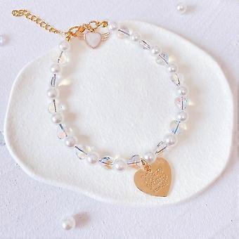 Designer Fancy Gravierte Kristallherz Haustier Katze Hund Halskette Schmuck mit Bling-Perlen Strass Charm Anhänger für Haustiere Katzen Kleine Hunde