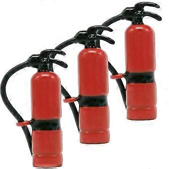 Mini-Feuerlöscher-Modell für Puppenhaus-Ornament, 3-teilig, Legierung, roter Anhänger
