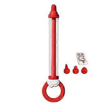 Long Manual Water Squirter Toy for Toddler Outdoor Water Play, Plastic Pull-and-Push Water Sprayer Toy, 19Inch Length for Summer Beach Fun  Red
