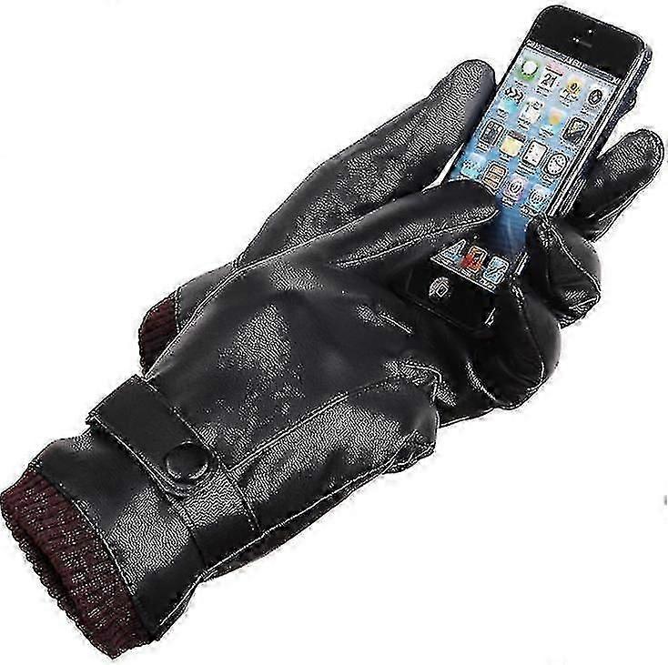 Herrehandsker med touchscreen, bløde læder, vintervarme, kashmirforing
