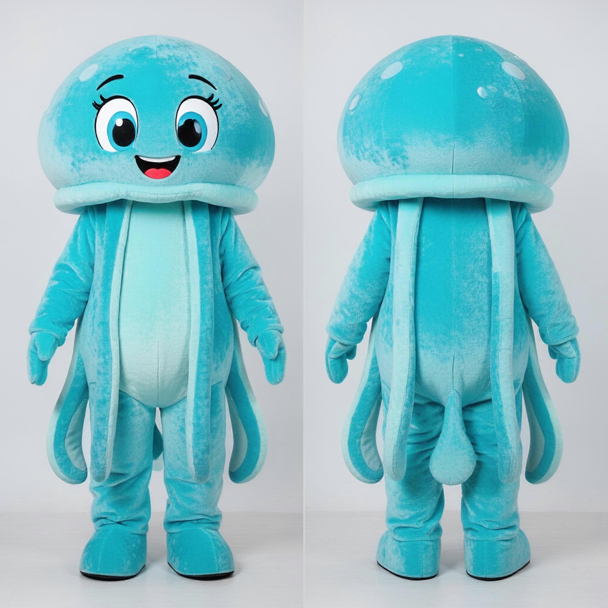 MASTICOT Cyan Translucent Jellyfish Mascot