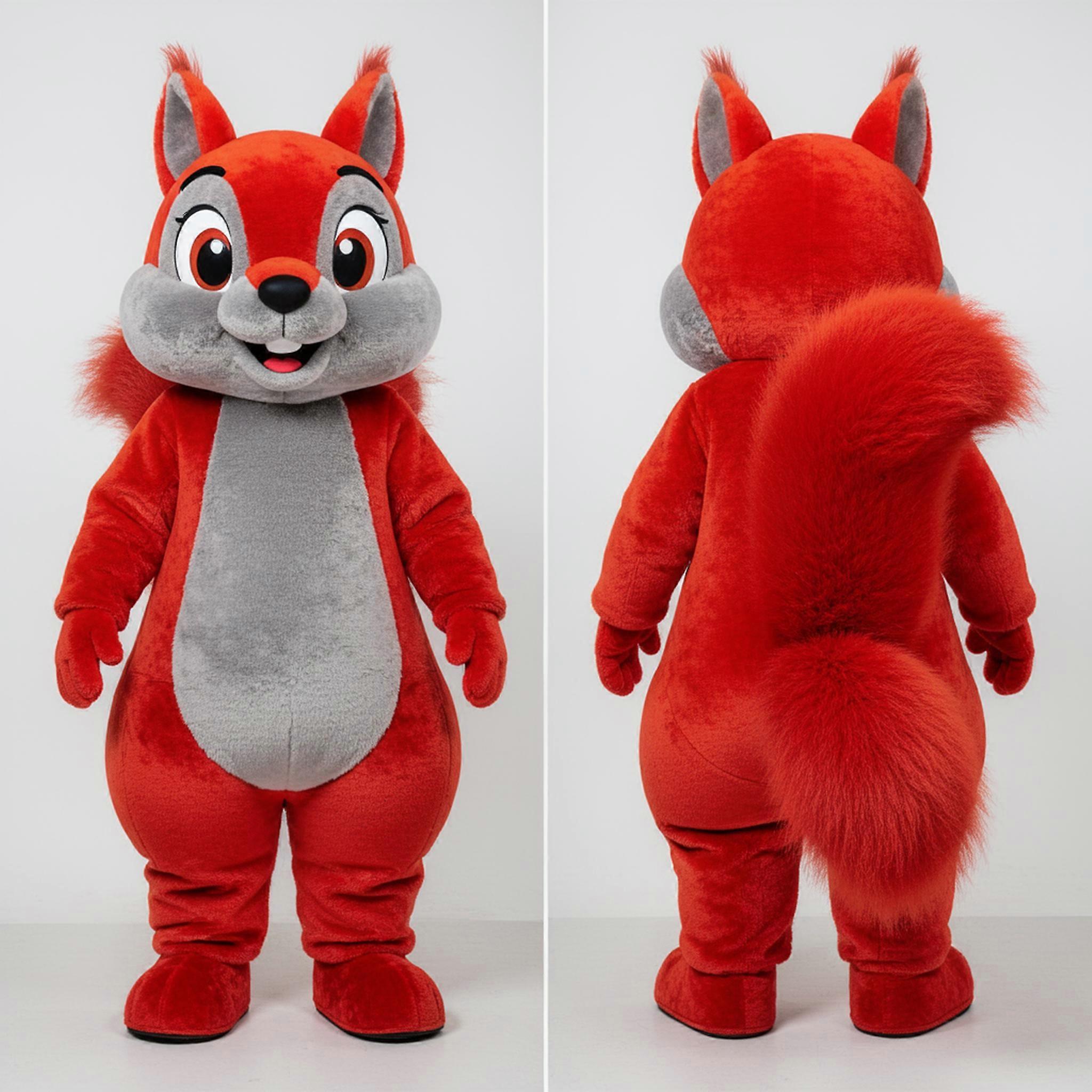 MASTICOT Crimson Red Fluffy Squirrel Mascot