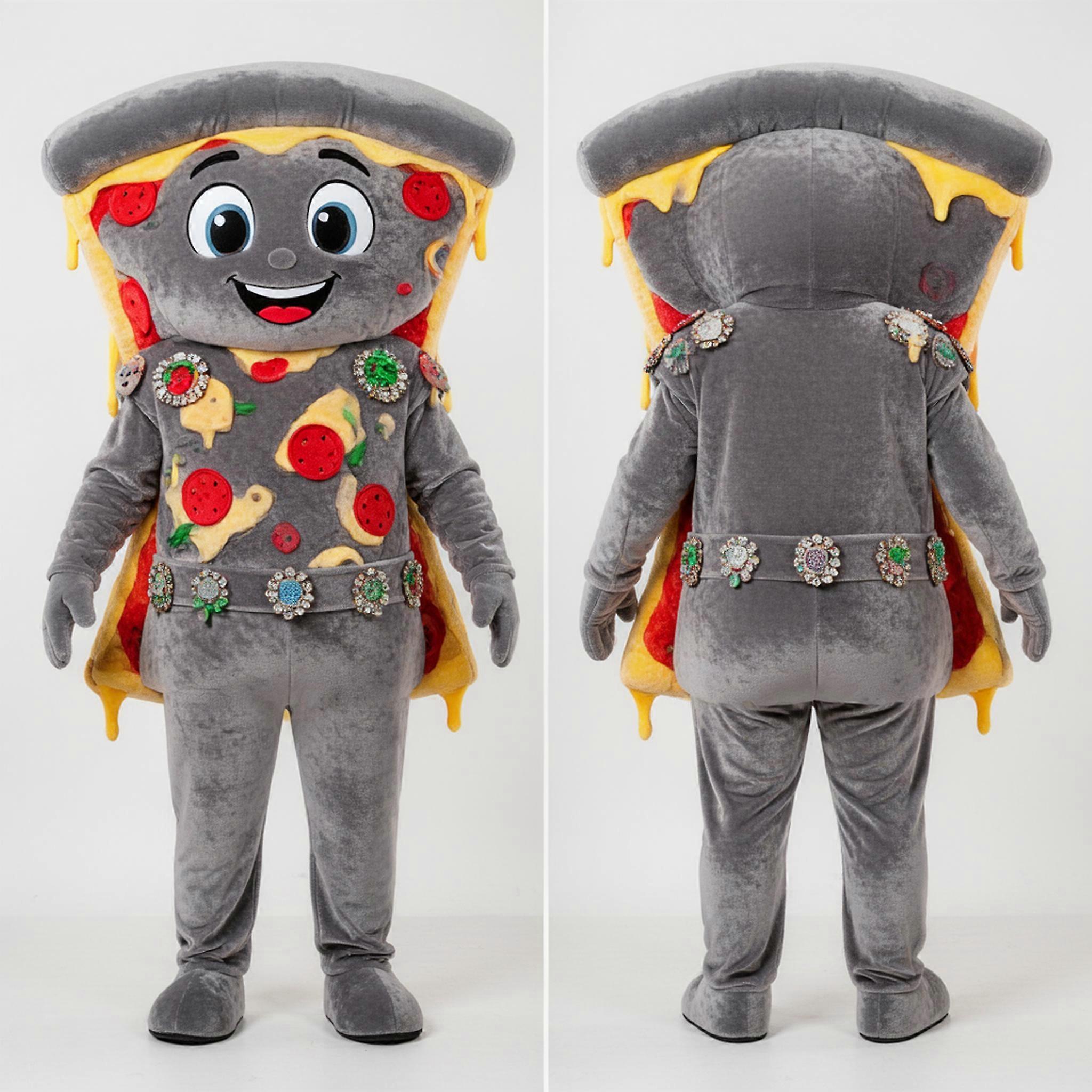 MASTICOT Velvety Gray Cheesy Pizza Mascot