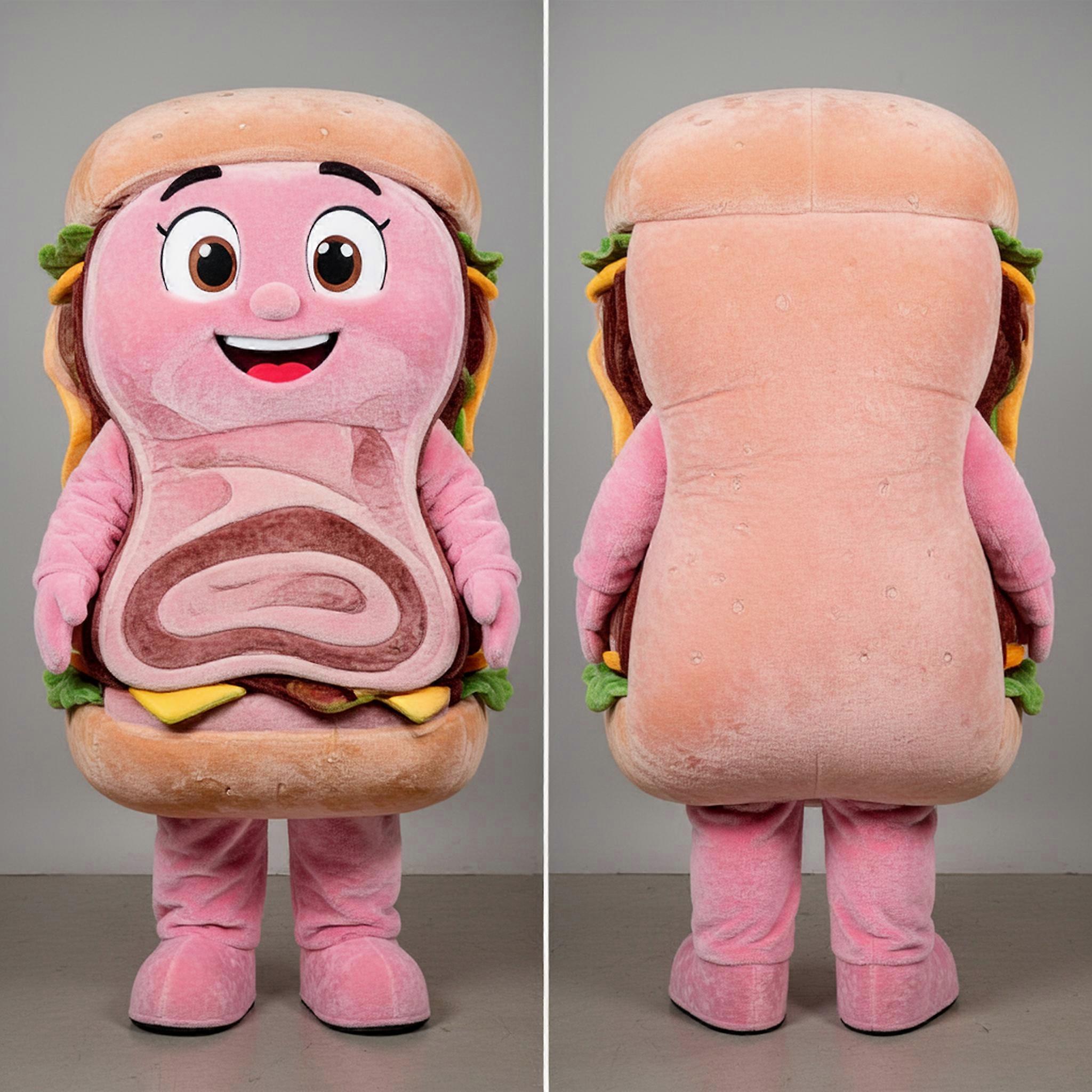 MASTICOT Velvety Pink Oversized Pulled Pork Sandwich Mascot