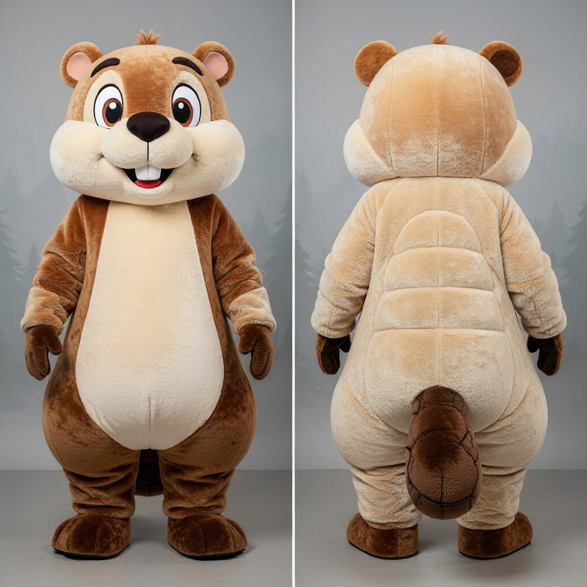 MASTICOT Creamy White Fluffy Beaver Mascot