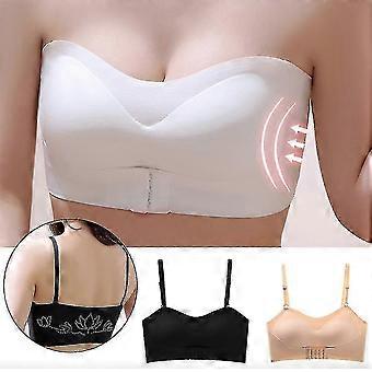 Women Padded front Buckle Lift Bras Invisible Seamless Wire-free Bandeau Bra (black)JJ