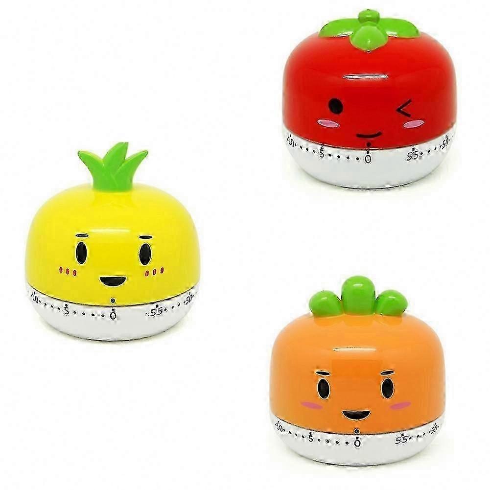 Cartoon Vegetable Mechanical Kitchen Timer, Mini Manual Countdown Cooking Clock and Counting Toy