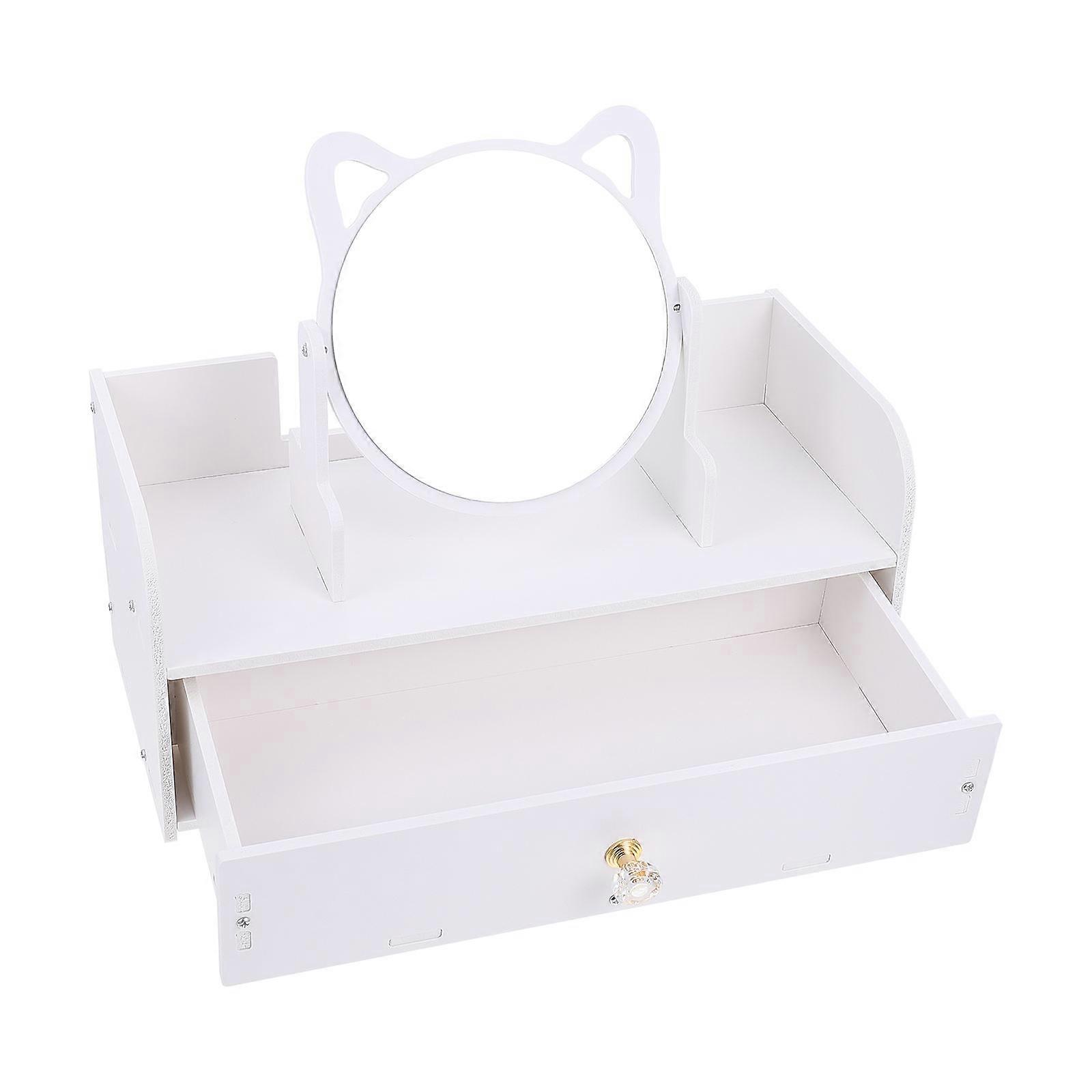 Makeup Mirror Tabletop Multifunctional Storage Box for Home Use