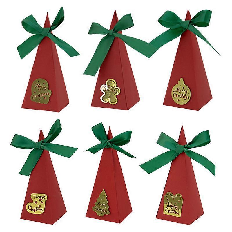 50pcs Christmas triangular candy box, triangular gold card wedding candy box, Christmas paper box packaging