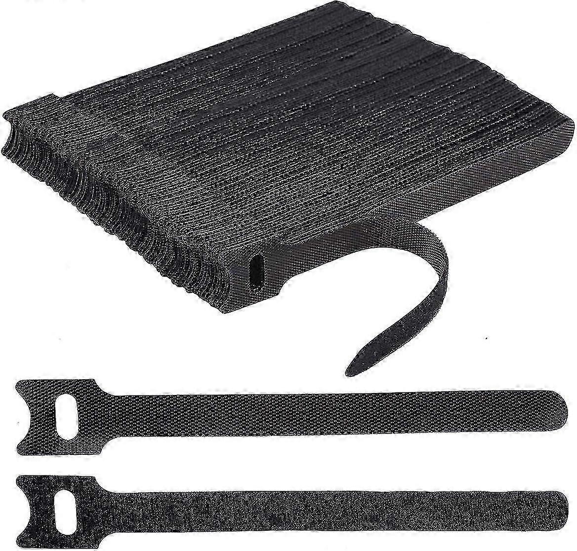 Black Reusable Hook Loop Cable Straps