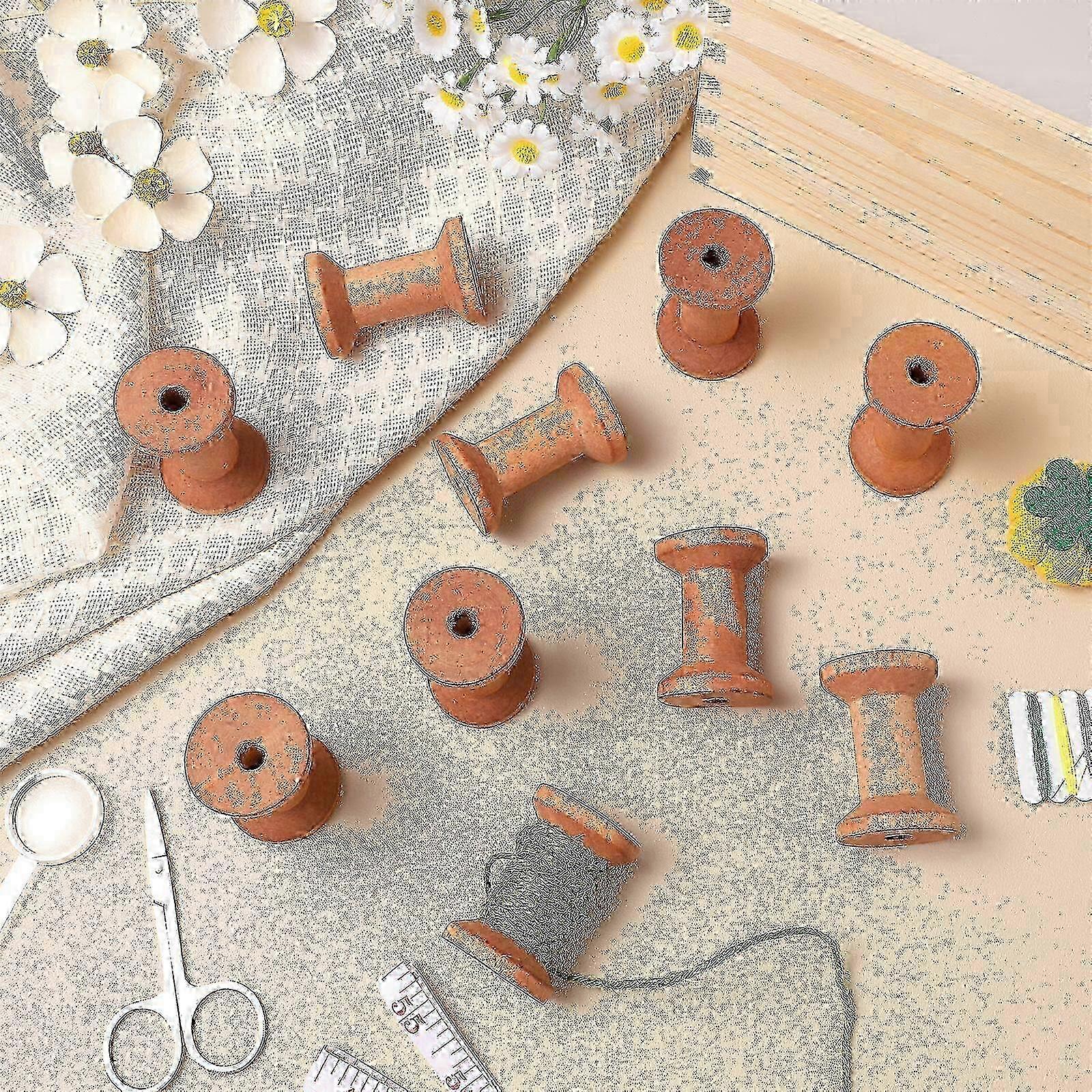 20pcs Empty Thread Spools Wood Spools Thread Holders Empty Ribbon Spools Yarn Spools Sewing Supplies