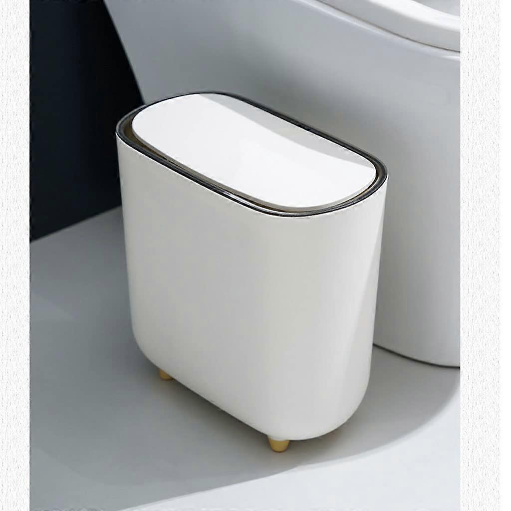 Small Trash Can with Lid for Bathroom and Kitchen, Compact SpaceSaving Narrow Garbage Bin