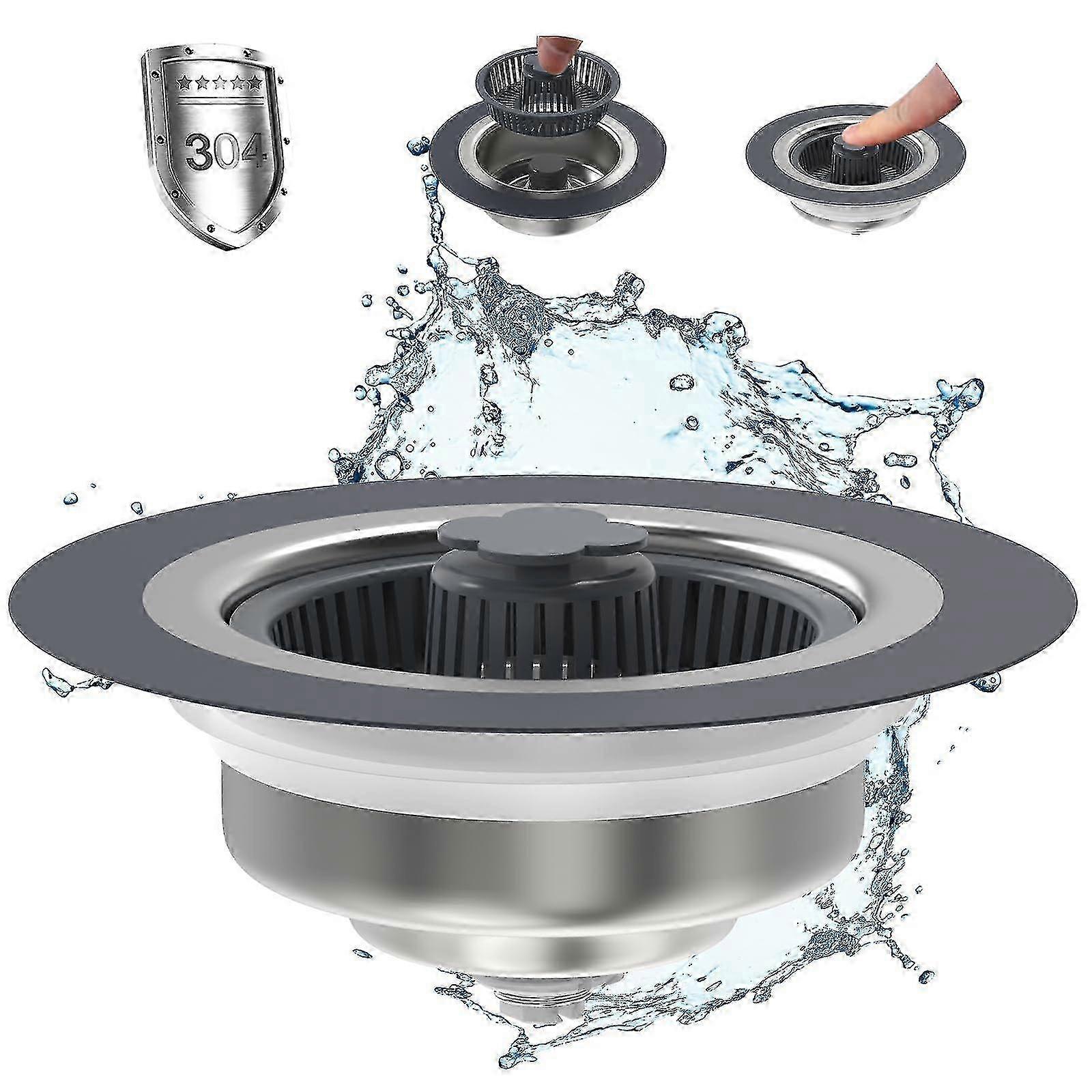 304 SS Pop-up Drain Strainer with Deep Basket