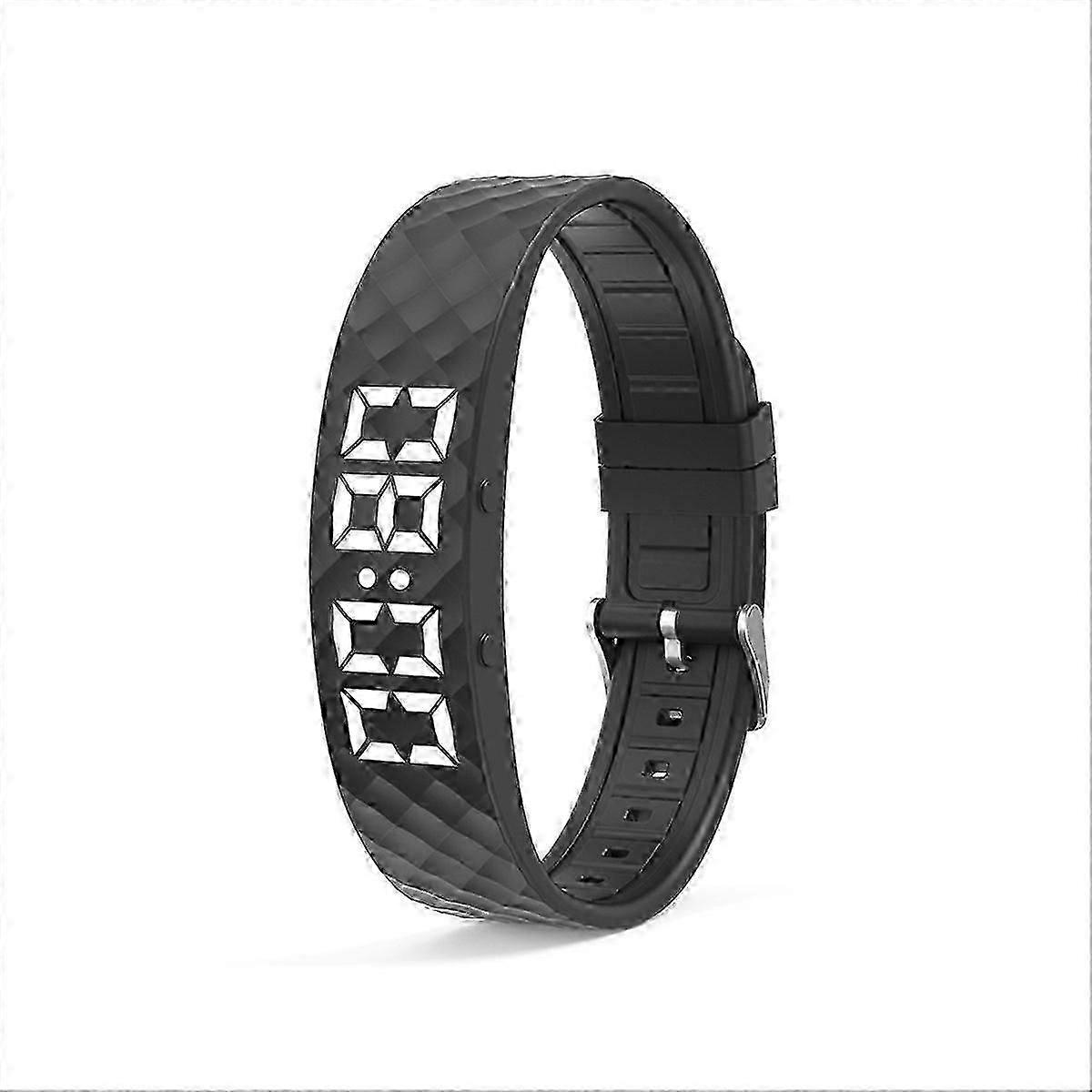 Smart bracelet with LED digital clock. Black. QV