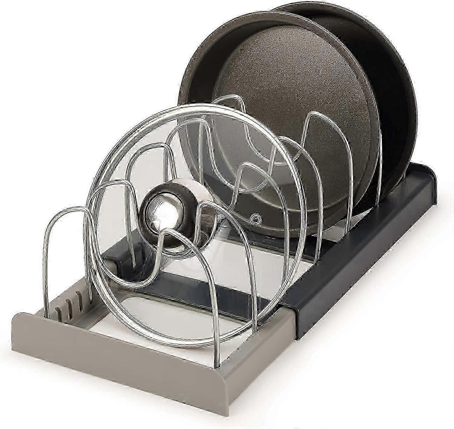 Kitchenware Storage Rack Countertop Telescopic Lid Rack Kitchenware Storage Rack. Gray SD