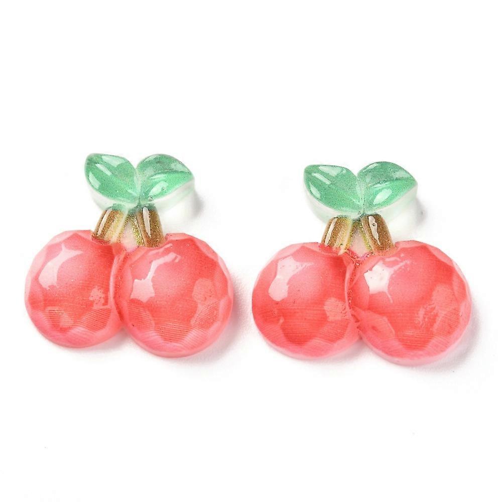 100pcs Resin Cabochons Cherry Red 20x21x6mm
