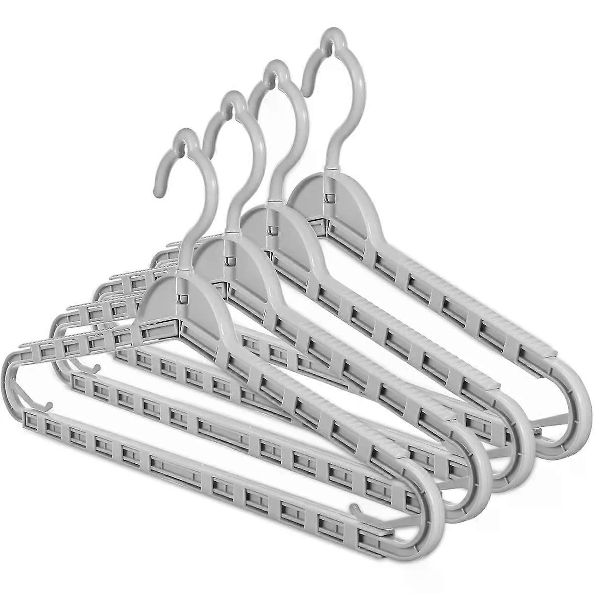 4 Pcs Retractable Wide Clothes Hangers PP Adjustable Storage
