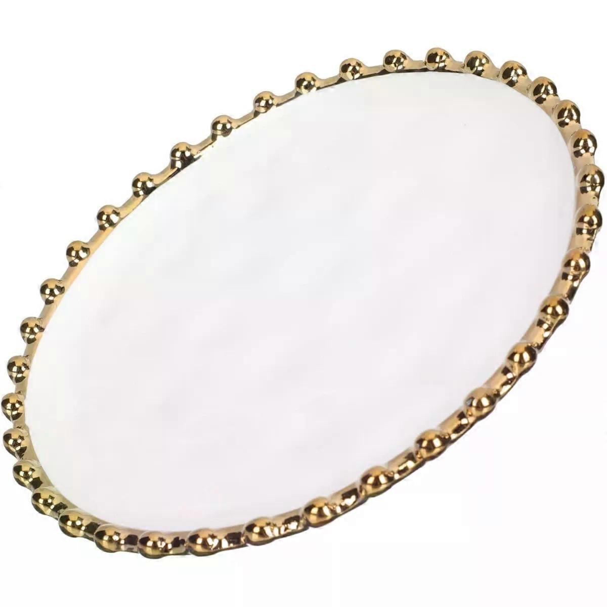 Ceramic Breakfast Plate with Gold Rim for Elegant Serving