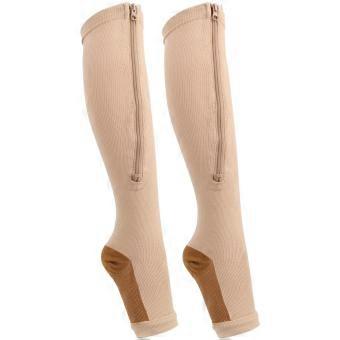 1Pair Zipper Mid Calf Length Sock Compression Stockings Stretch Socks Open Toe Chaussettes à fermeture eclair (couleur
