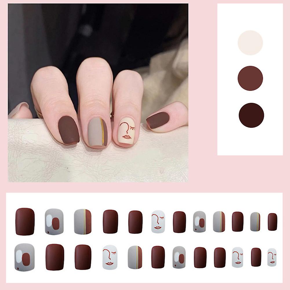 Face Pattern Short False Nails Ultra-flexible Long Lasting Fake Nails