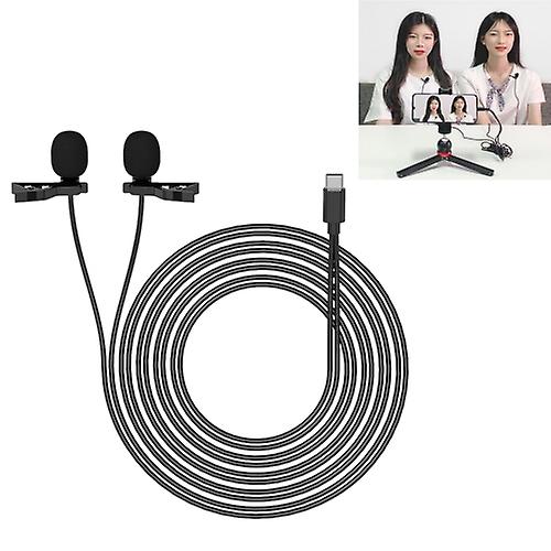 Yelangu My3 Type-c Interface Live Broadcast Interview Mobile Phone Double Clip Lavalier Microphone