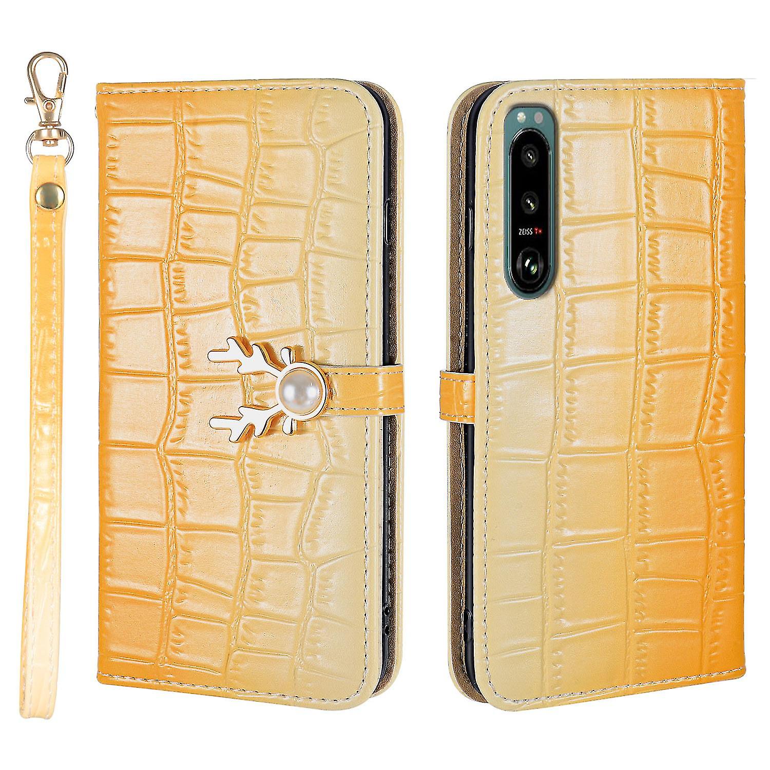 Elk Pattern Phone Case For Sony Xperoa 5 Iii With Card Holder, Lanyard, Pu Leather Material, Wallet Function, Corner Fall Protection