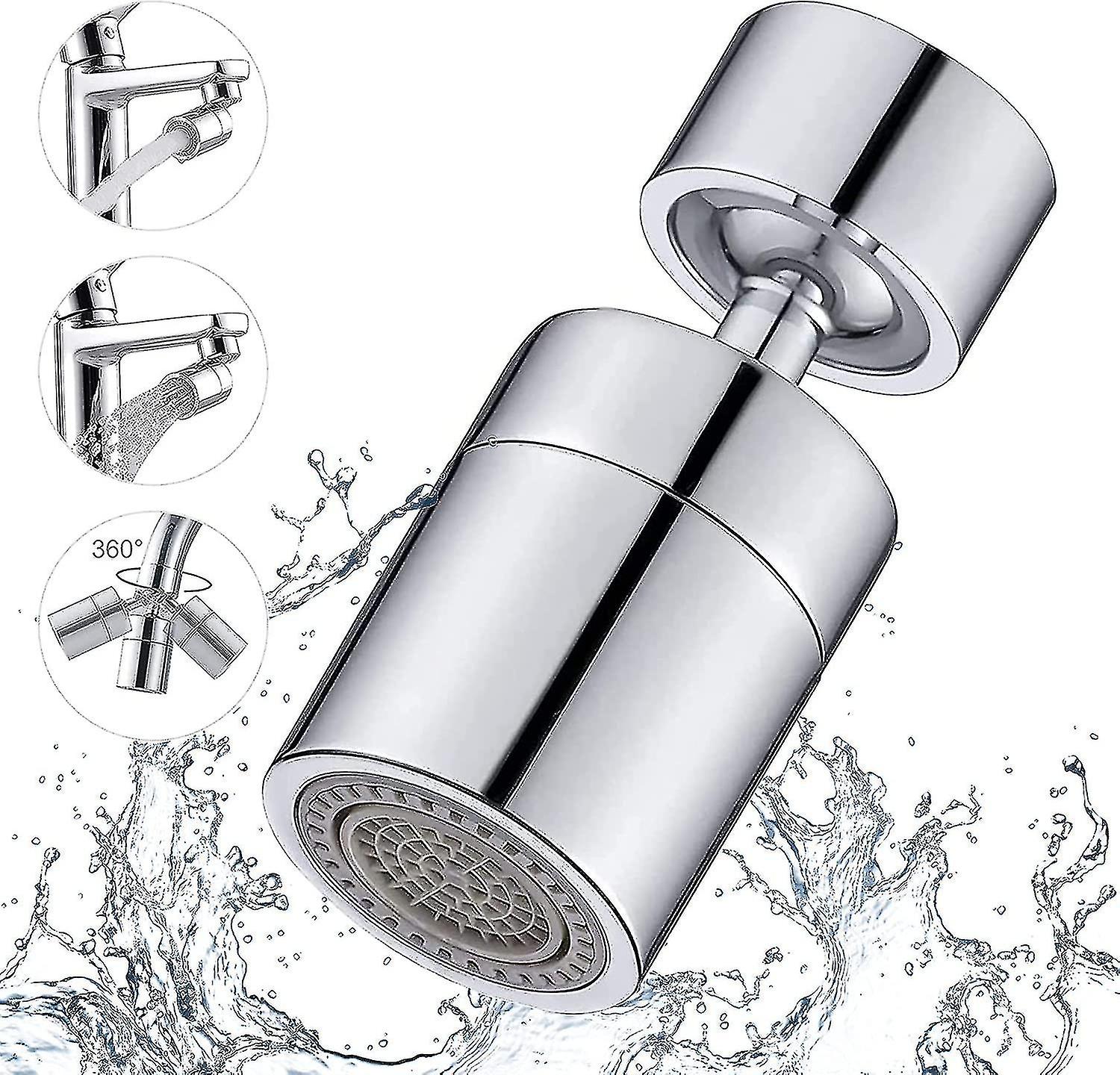 Faucet Aerator,360 Degree Swivel-2 Modes Adjustable Kitchen Faucet Filter Bubbler For Kitchen Bathroom,with Adapter 24mm External Thread-22mm Internal