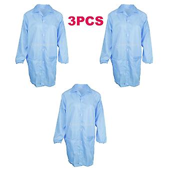 3pcs Esd Anti-static Premium Lab Jacket Coat Women  Clothing Blue Xxl
