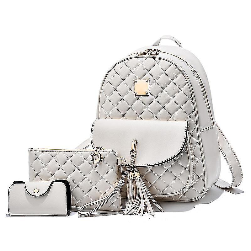 Zaino 3 pezzi nappe spalle zaino set per le donne, pu pelle romboidale zaini eleganti