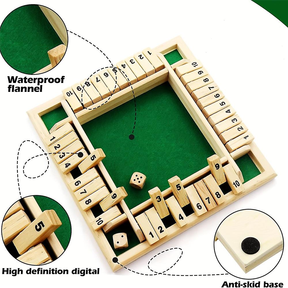 We Games Shut The Box Dice Game, Wooden Board Game For 1-4 Players, 14 Inches