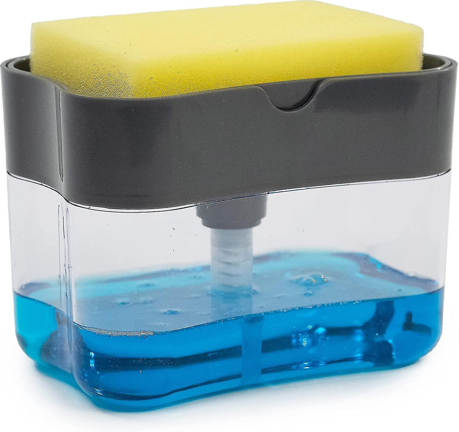 Soap Dispenser And Sponge Caddy, 13 Ounces, Grey